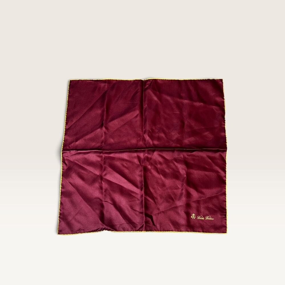 Brooks Brothers Burgundy Red 100% Silk Pocket Square Made in Italy